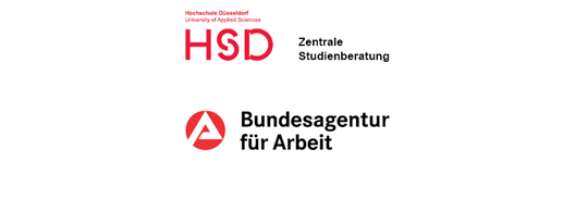 Logo der Agentur für Arbeit und Logo der Hochschule Düsseldorf und Schriftzug der Zentralen Studienberatung